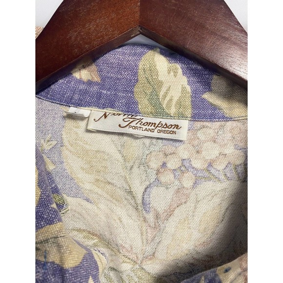Vintage Norm Thompson Womens Floral Flower Denim Jacket Washed Button Size Large - Picture 3 of 3